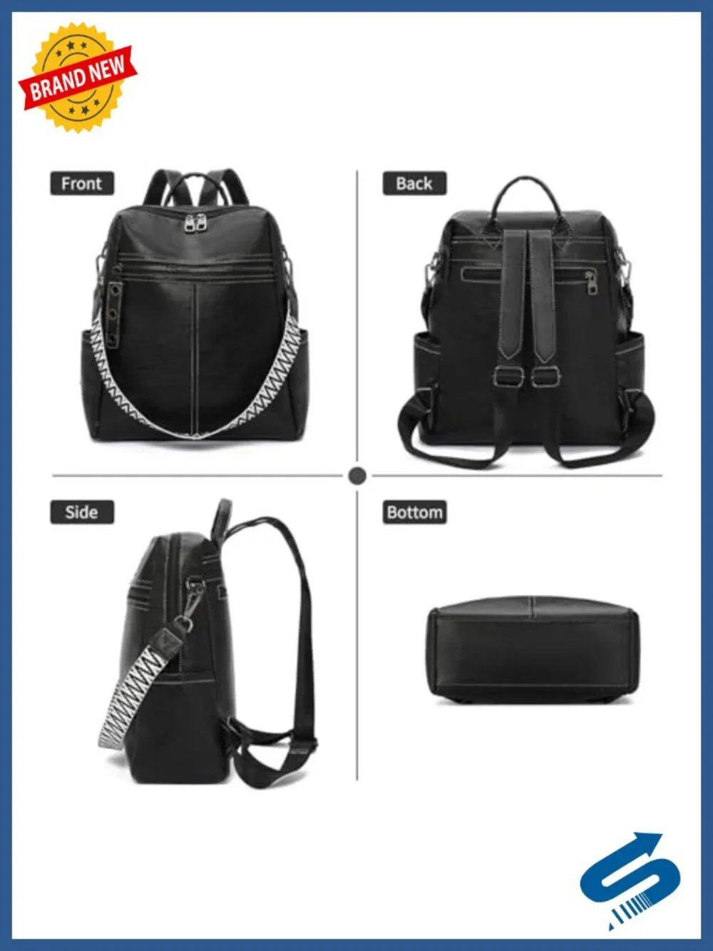 PU Leather Convertible Travel Backpack Purse Women Anti-theft Ladies Designer